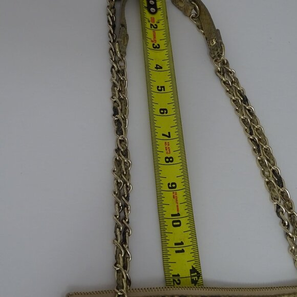 DKNY Gold Python Snake Print Chain Strap Shoulder Bag Crossbody W/Charm Accent - Picture 13 of 14